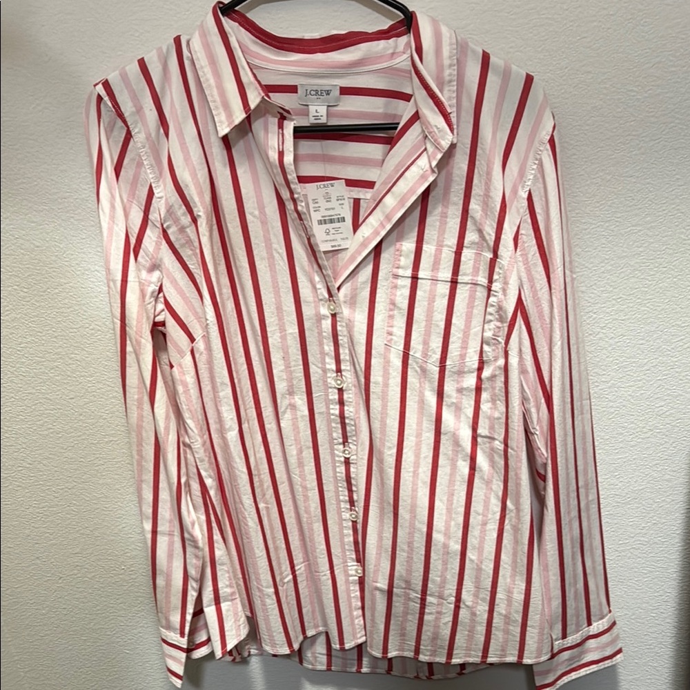 J.Crew Red and White Striped Shirt